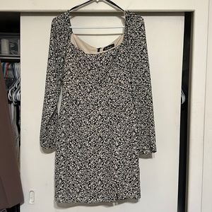 Lulu's Black and Cream Floral Mini Dress